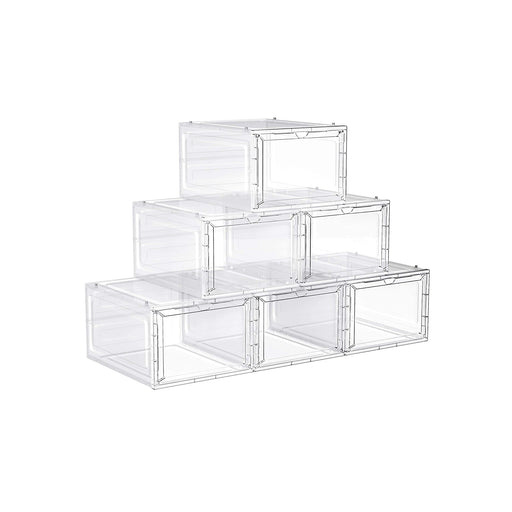 Stackable White Shoe Storage Boxes for Organised Entryway or Wardrobe by Songmics