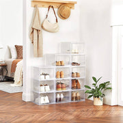 Stackable White Shoe Storage Boxes for Organised Entryway or Wardrobe by Songmics