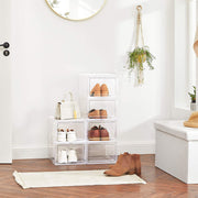 Stackable White Shoe Storage Boxes for Organised Entryway or Wardrobe by Songmics