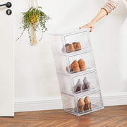 Stackable White Shoe Storage Boxes for Organised Entryway or Wardrobe by Songmics