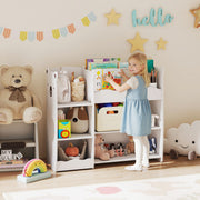 Kids Toy Storage Shelf With Bear Design for Easy Organisation and Independent Use White AOSOM