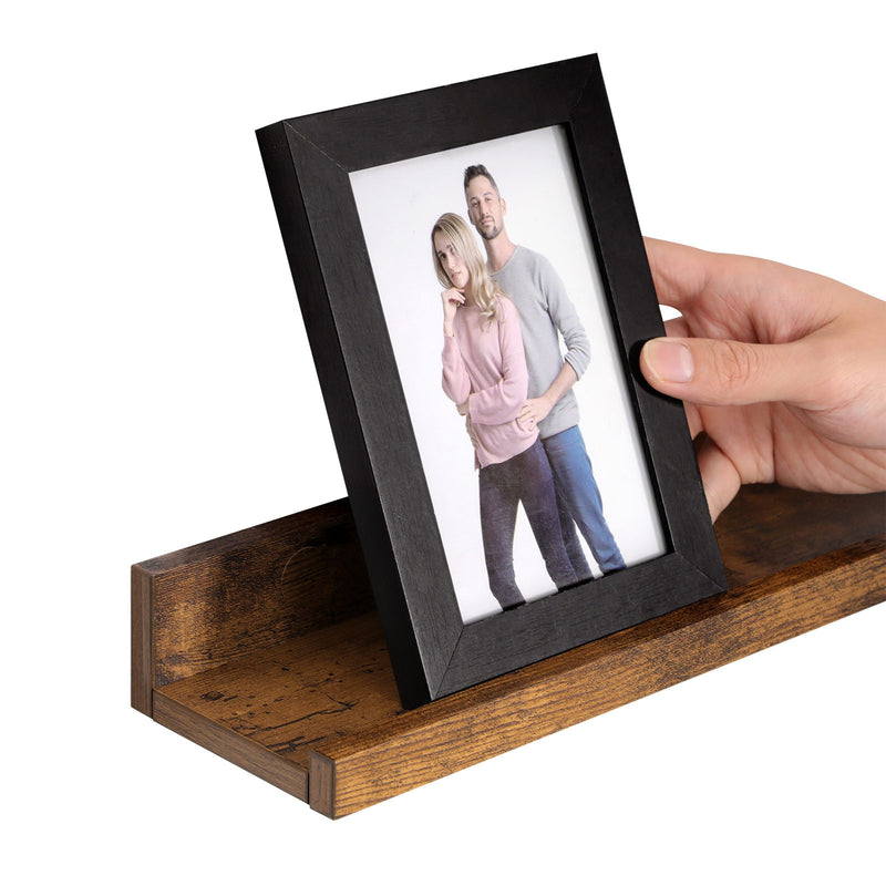 Rustic Brown Wooden Floating Shelves Set of 3 for Wall Storage and Display by Vasagle