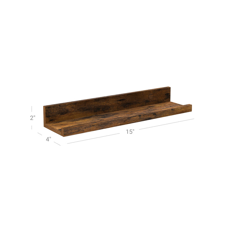 Rustic Brown Wooden Floating Shelves Set of 3 for Wall Storage and Display by Vasagle