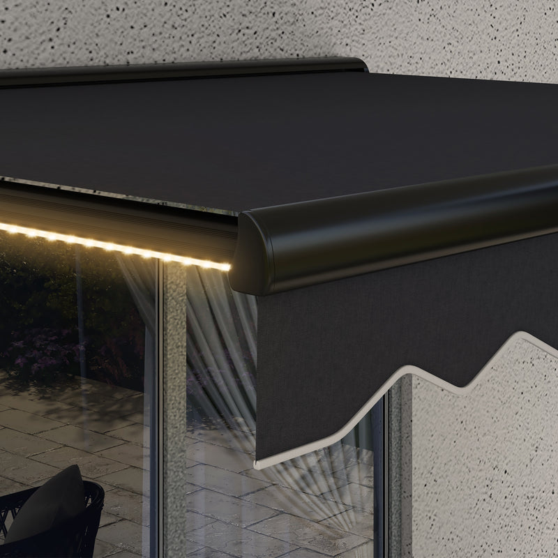 Electric Retractable Garden Awning 3 x 2.5m with LED Light and Aluminium Frame