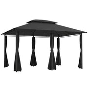 3 x 4m Steel Gazebo with Curtains Elegant Outdoor Shelter in Black by Outsunny