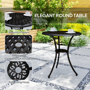 3 Piece Cast Aluminium Garden Dining Set for 2 With Parasol Hole Bronze Tone by Outsunny