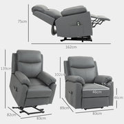 Electric Riser Recliner Chair With Adjustable Backrest For Mobility Support, Charcoal Grey