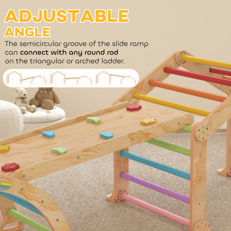 9 in 1 Toddler Climbing Frame With Slide Ramp Ladder and Blackboard For Indoor Play Grey AOSOM
