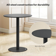 Round Dining Table With Steel Base For Kitchen Or Living Room Use 60cm Black AOSOM