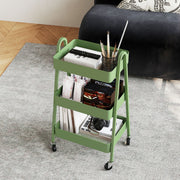 Green Three Tier Rolling Storage Trolley with Wheels and Organiser Shelves