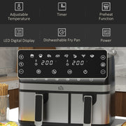 8.5L Dual Basket Air Fryer with Sync Cook and Preset Menus for Easy Meals Black