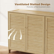 Shoe Storage Cabinet for Hallway with Adjustable Shelves and Louvered Doors Natural Wood Homcom
