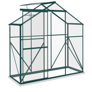 Walk In Polycarbonate Greenhouse With Sliding Door Rain Gutter And Base Frame Green