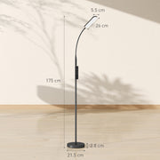 Black LED Floor Lamp With Remote Touch Control and Adjustable Brightness For Living Room AOSOM