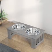 Raised Dog Bowl Stand with Stainless Steel Dishes for Small Dogs Supports Healthy Eating, Grey