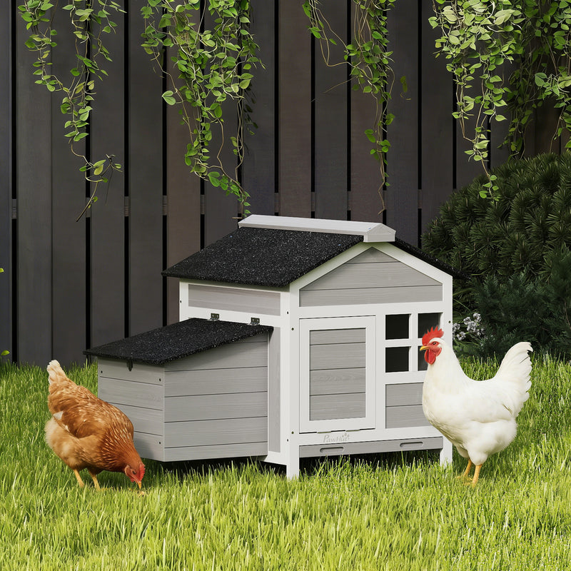 Wooden Outdoor Chicken Coop for 1–2 Chickens or Small Pets with Raised Weatherproof Design Grey