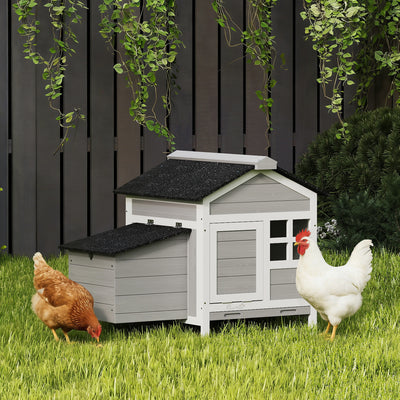 Wooden Outdoor Chicken Coop for 1–2 Chickens or Small Pets with Raised Weatherproof Design Grey PawHut
