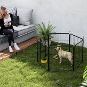 6 Panel Heavy Duty Dog Playpen with Secure Door for Indoor and Outdoor Use 60cm High by PawHut