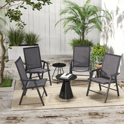 Set of 4 Foldable Metal Garden Chairs Outdoor Patio Dining Seats Charcoal Grey by Outsunny