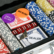 500 Piece Poker Set with Mat Cards Chips Dice and Dealer Ideal for Game Nights Black AOSOM