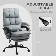 Grey Faux Leather Reclining Executive Swivel Office Chair With Footrest by HOMCOM