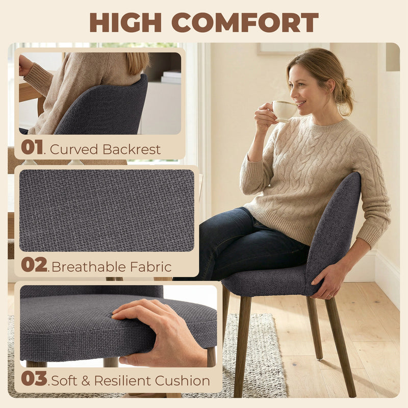 Dining Chairs with Supportive Padding for Comfortable Family Meals Dark Grey Set of 2 AOSOM