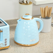 3000W Kettle and 4 Slice Toaster Set with 7 Browning Levels and Crumb Tray, Light Blue