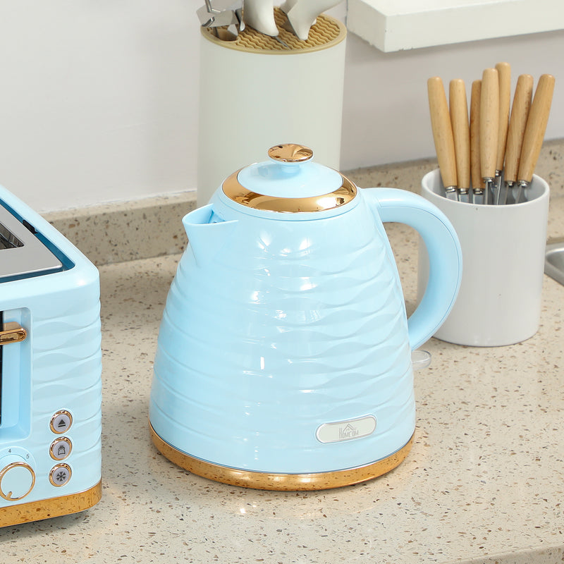 3000W Kettle and 4 Slice Toaster Set with 7 Browning Levels and Crumb Tray, Light Blue