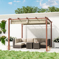 3 x 3 m Retractable Roof Pergola with Natural Wood Finish for Garden and Patio by Outsunny