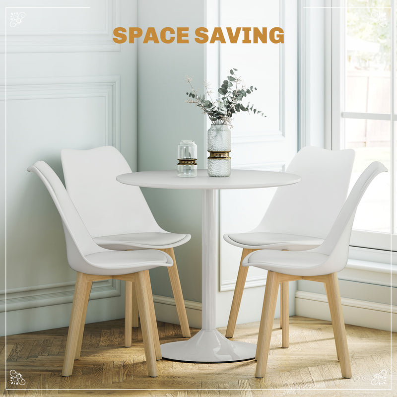 Five Piece White Modern Dining Set With Table And Chairs For Kitchen Or Dining Room