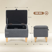 Linen Storage Ottoman with Padded Seat and Wooden Legs Ideal for Bed End or Hallway Charcoal Grey