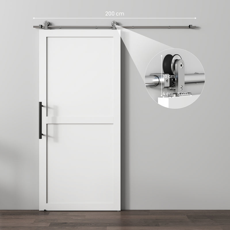 Sliding Door Hardware Kit for Quiet Wood Doors with Rustproof Stainless Steel Track Silver AOSOM