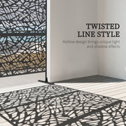 Black Metal Garden Privacy Screen With Twisted Line Design For Outdoor Spaces