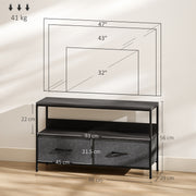 Black TV Stand Cabinet with 2 Foldable Fabric Storage Drawers Modern Entertainment Unit