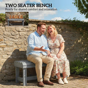 Wooden Garden Bench for Two with Curved Seat and Water Resistant Finish Grey Outsunny