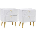 White 2 Drawer Bedside Table Set of 2 with Storage for Bedroom or Living Room by HOMCOM