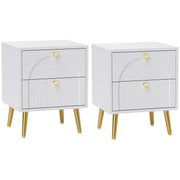 White 2 Drawer Bedside Table Set of 2 with Storage for Bedroom or Living Room by HOMCOM