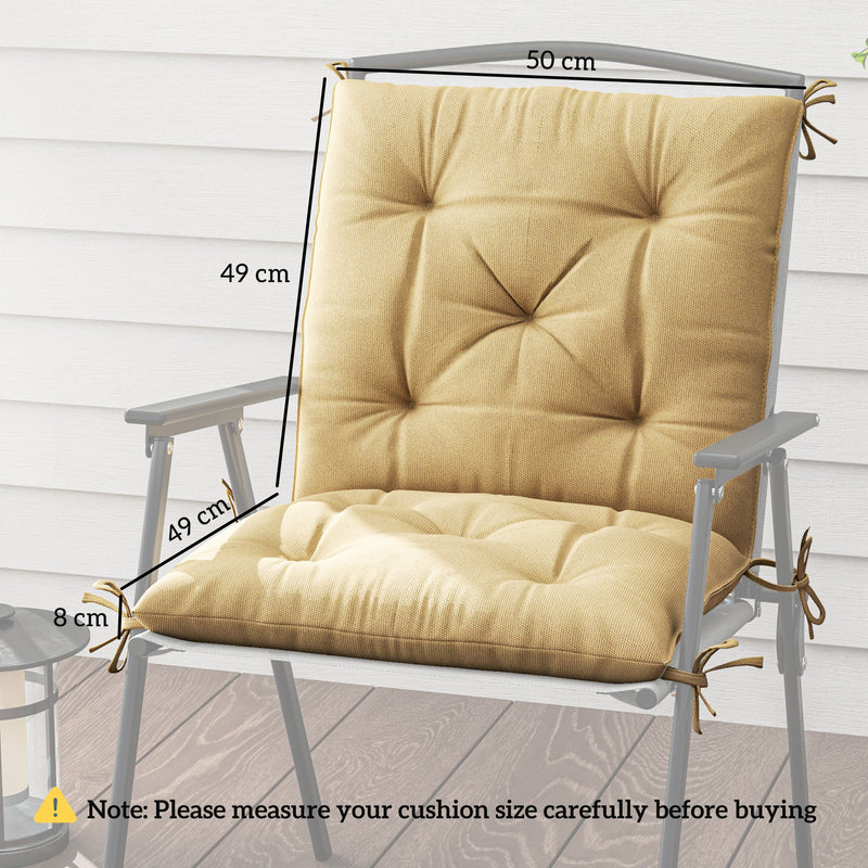 Set of Two Outdoor Seat Cushions Khaki Weather Resistant Padding by Outsunny