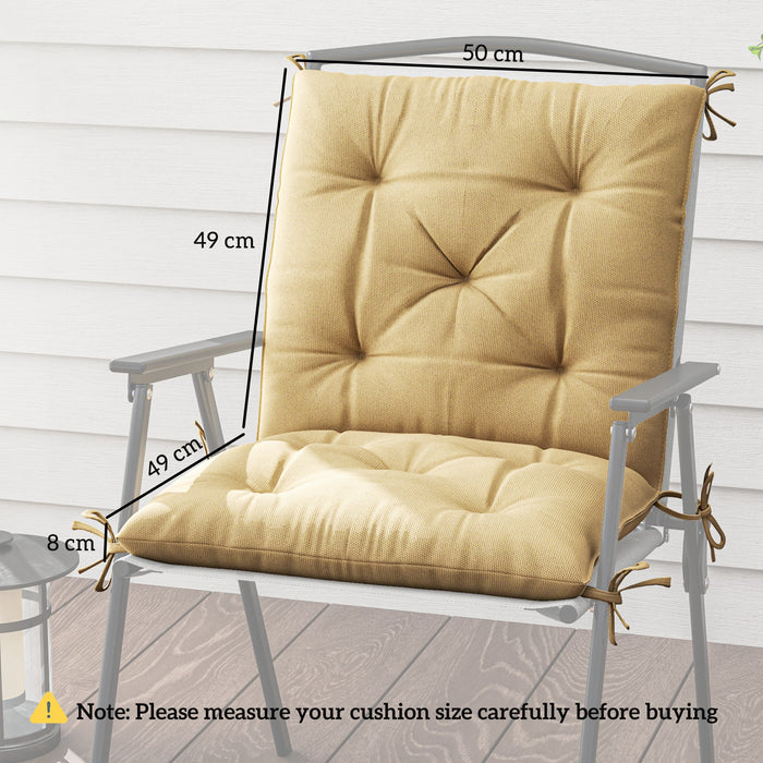 Set of Two Outdoor Seat Cushions Khaki Weather Resistant Padding by Outsunny