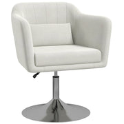 Modern Swivel Accent Chair with Adjustable Height and Cushion for Lounge or Bedroom, Cream White