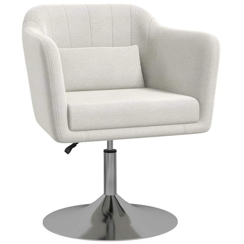 Modern Swivel Accent Chair with Adjustable Height and Cushion for Lounge or Bedroom, Cream White