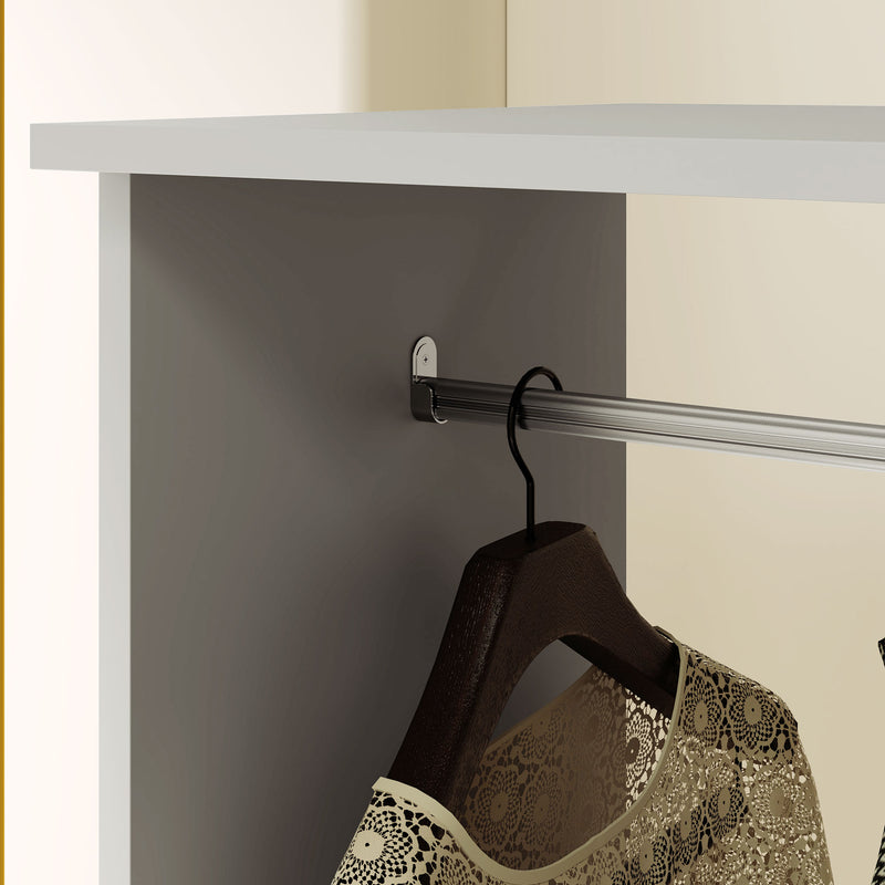 Grey Open Wardrobe on Wheels with Clothes Rail and Shelves for Bedroom Storage by HOMCOM