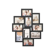 10-Opening Photo Collage Frame for 4x6 Pictures in Black MDF by Songmics - front view