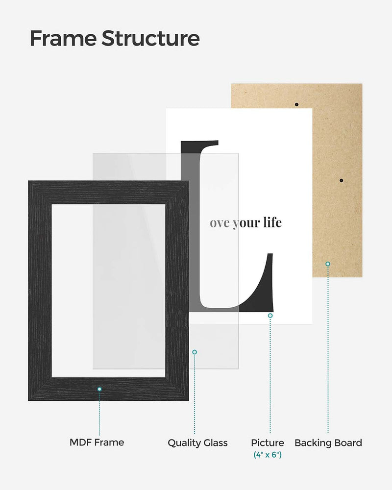 10-Opening Photo Collage Frame in Black MDF by Songmics - styled in hallway