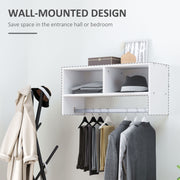 White Wall Mounted Coat Rack With Hooks And Shelf For Hallway Storage And Organisation