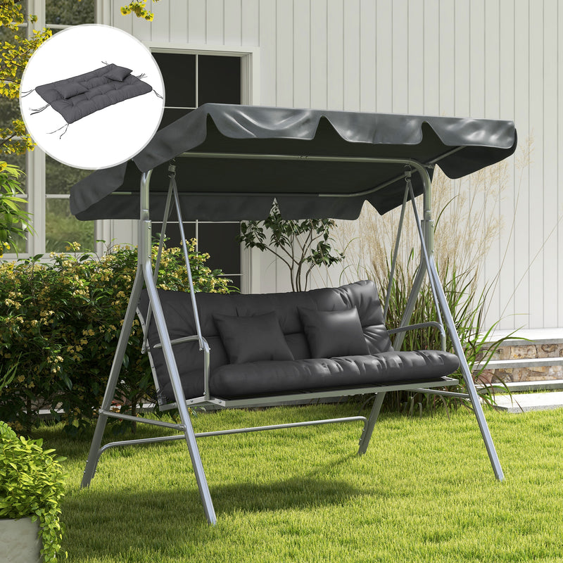 Charcoal Grey Garden Chair Cushion Set with Pillows and Ties (Cushions Only)