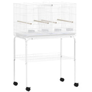 Large Bird Cage with Divider and Slide Out Tray for Budgies and Canaries, White