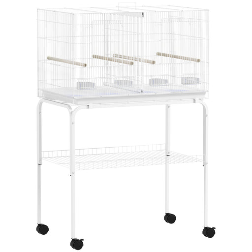 Large Bird Cage with Divider and Slide Out Tray for Budgies and Canaries, White