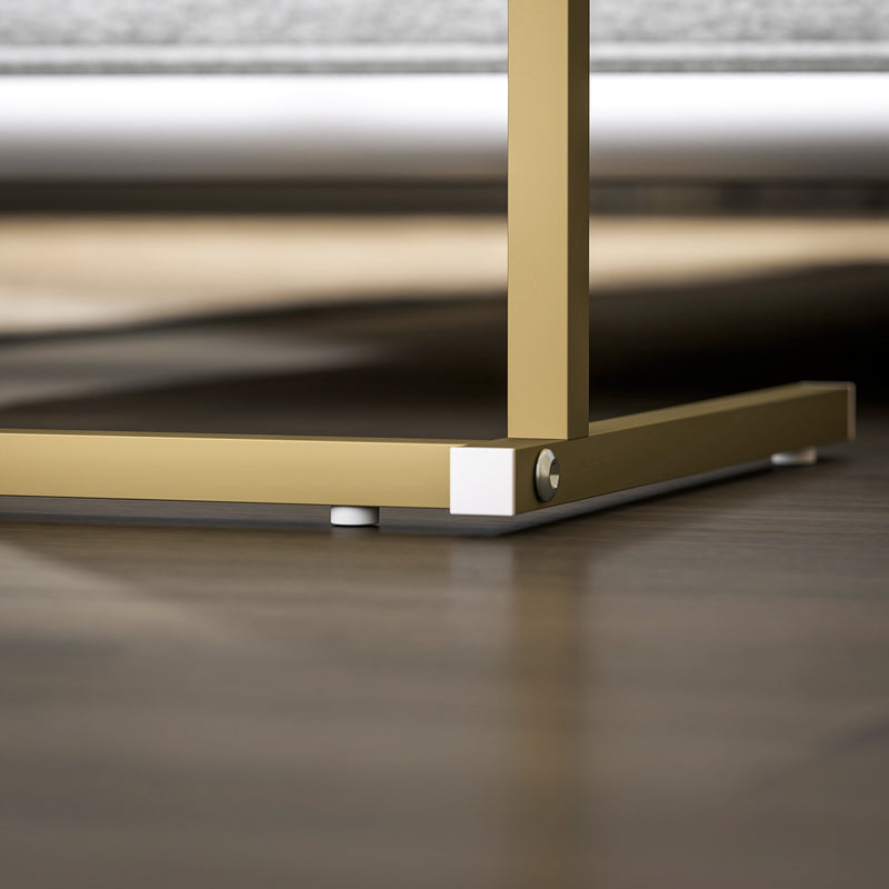 White C Shaped Bedside Table With Charging Station USB Ports and Storage for Bedroom or Lounge