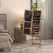 Lockable Jewellery Cabinet with LED Light and Full Length Mirror Rustic Brown by HOMCOM